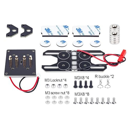 Magnetic Powered Body Post Mount Kit, 4-Pin Magnetic Body Mount with Adjustable Posts, Universal Shell Column for TRX4 TRX6 SCX10 SCX10 II Capra Gen8 D90 1/10 & 1/8 RC Crawler Upgrade