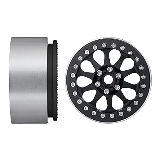 Benedict Harry 4Pcs Alloy 2.2" Beadlock Wheel Rims for 1:10 RC Rock Crawler Axial SCX10 RR10 Wraith 90048 90018 TRX4 12mm Hex (Black) - color: Black