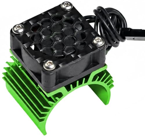 26mm 380 RC Motor Cooling Fan Heatsink Cooling Fan with JST Plug, 28000RPM High Speed Aluminum Alloy 380 390 Motors Heat Sink Cooler with Carbon Fiber Top Plate for 1/16 1/18 RC Car Green - color: Green, size: Single Fan