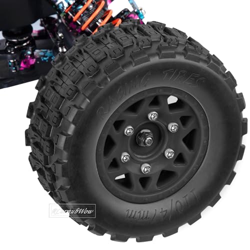 RC Truck Tires RC Wheels and Tires,12mm/14mm/17mm Hex RC Tires for 1/10 Slash 4×4 2WD,Arrm a Senton,Axia1 Red cat Rc 4wd,Off-Road Tire w/RC Wheels Hex,Black - color: Black(4pcs)