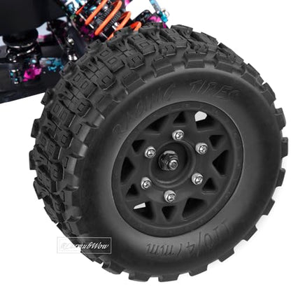 RC Truck Tires RC Wheels and Tires,12mm/14mm/17mm Hex RC Tires for 1/10 Slash 4×4 2WD,Arrm a Senton,Axia1 Red cat Rc 4wd,Off-Road Tire w/RC Wheels Hex,Black - color: Black(4pcs)
