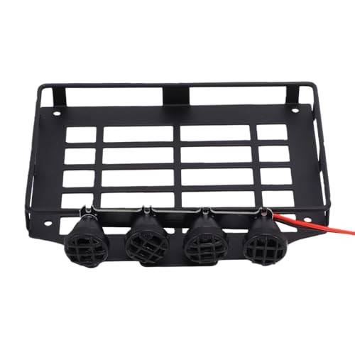 Matybobe 1/12 RC Crawler Roof Rack RC Car Roof Luggage Carrier 1:12 Off Road Rack Metal Cage Style Pre Wired 4 Round Lights Direct Screw On Upgrade Parts with Spotlights for