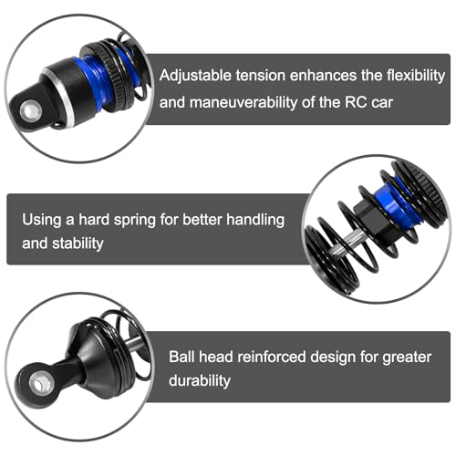 1/16 Aluminum RC Shock Absorber Front Rear Adjustable Springs Shock Damper | for Traxxas 1/16 Mini Slash BL-2S 4x4 Short Course Truck 108164-1, 4PCS, Blue - color: Blue