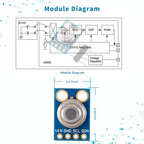 GY-906 MLX90614 Non-Contact IR Infrared Temperature Sensor Module IR Temperature Acquisition Module High Precision High Resolution Infrared Temperature Sensor IIC Serial Port for Arduino