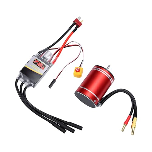 Drfeify Brushless Motor and ESC, 2800KV Sensorless Motor 3.17mm Shaft with 75A Speed Controller Set for 1/10 Scale RC Cars Boats