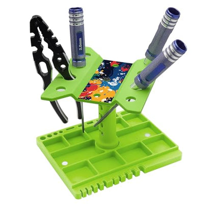 360 Degree Rotation RC Car Work Stand Lift Lower Repair Workstation with RC Car Ride Height Gauge for 1/10 1/12 1/14 1/16 Crawler Remote Control Car Truck Buggy, Green - color: Green
