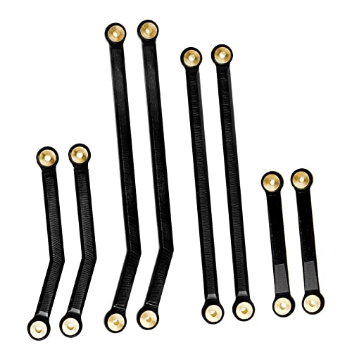 Hobbypark High Clearance Links Set Aluminum Upgrades Linkage for Axial SCX24 Deadbolt AXI90081 B17 Upgrades 1/24 RC Crawler Car (Black) - color: Black