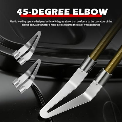 4PCS Plastic Welding Tips Kit,Stainless Steel Plastic Welder Tip by Plastics Welding Gun for Car Bumper Repair,45° Elbow & Smoothing Plastics Weldings Kit Tips Car Accessories