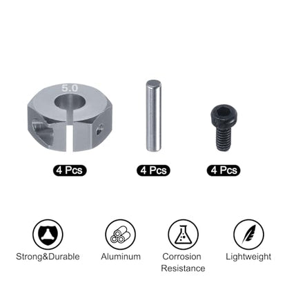 MECCANIXITY Aluminum 12mm Wheel Hex Hubs Drive Adapters Grey 5mm Thickness with Screws and Pins for RC Car Upgrade Replacement Parts 4Pcs - color: Grey, size: 5mm