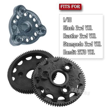 76T 48P Spur Gear with 25T 27T Pinions Gear & Slipper Clutch Upgrades Part for 1/10 Slash Rustler Stampede Bandit 2WD VXL,76T Spur Gear,Titanium - color: Titanium - (76T)