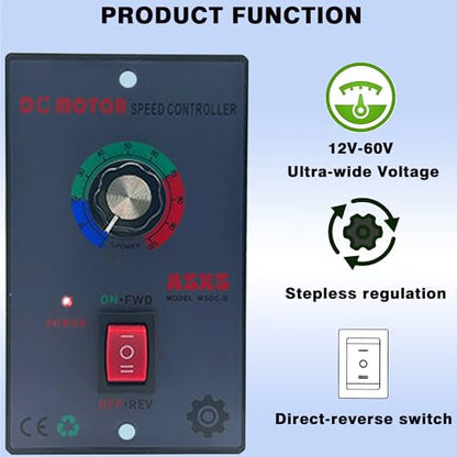 DC 12-60V 20A Brushless Motor Speed Controller w/ Forward/Reverse Switch | Suitable for DC Brushless Motors,Forward and Reverse Motor Speed Regulator,DC Motor Speed Controller