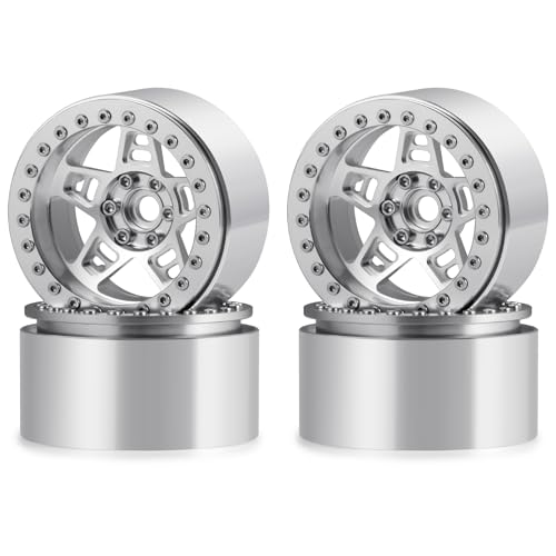 4Pcs Metal 2.2" Beadlock Wheel Rim Set 35mm, Silver | Upgrade Parts, For 1/10 Axial SCX10 90046 TRX4 D90, RC Crawler Car - color: Silver