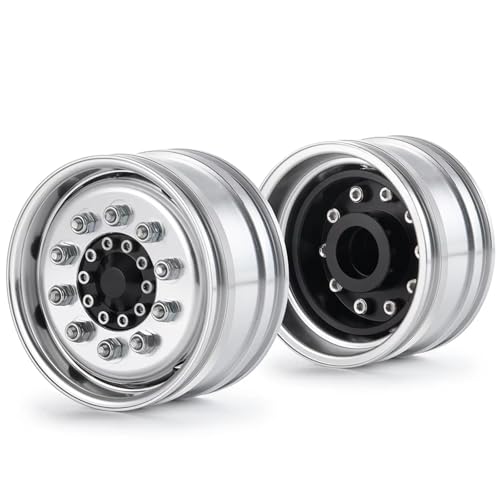 RC Car Assortment for Tamiya 1/14 RC Truck Trailer Cargo for Climbing Car Front Wheel Hub Aluminum Alloy 10 Spokes Rims(2PCS) - size: 2PCS
