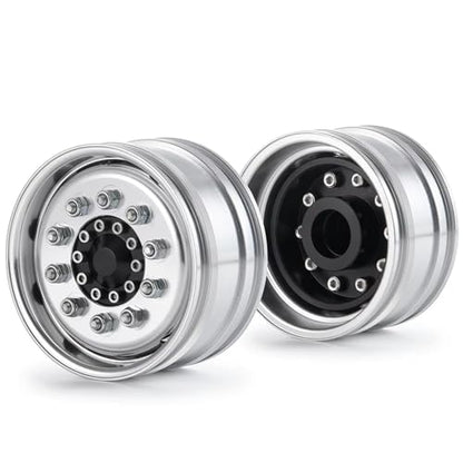 RC Car Assortment for Tamiya 1/14 RC Truck Trailer Cargo for Climbing Car Front Wheel Hub Aluminum Alloy 10 Spokes Rims(2PCS) - size: 2PCS