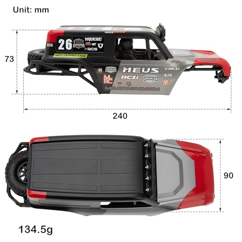 MEUS Racing MB18 TRX4M Body & Chassis Kit for Traxxas TRX4M Defender Bronco K10 F150 High Trail 1/18 RC Crawler Upgrades Parts (Red&Black) - color: Red&black