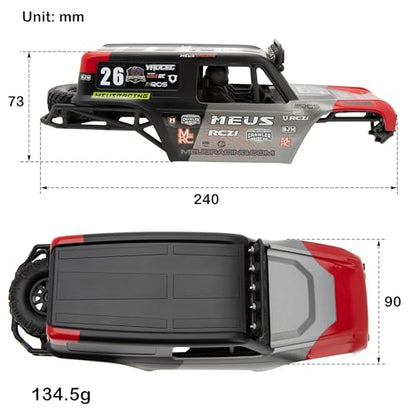 MEUS Racing MB18 TRX4M Body & Chassis Kit for Traxxas TRX4M Defender Bronco K10 F150 High Trail 1/18 RC Crawler Upgrades Parts (Red&Black) - color: Red&black