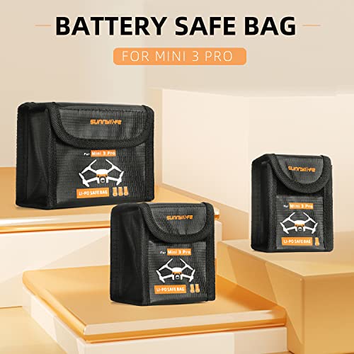 Anbee Lipo Battery Fireproof Bag for DJI Mini 3/3 Pro RC Drone | Safety charging bag, holds 3 batteries, compact, portable (Large, For 3pcs batteries)