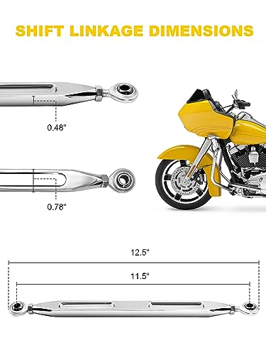 Shift Linkage Chrome Shift Linkage Rod Compatible for Harley Davidson 1986-2024 Softail Dyna Fatboy Street Glide Road Glide Road King Electra Glide, AIL021BLK - color: Chrome 01