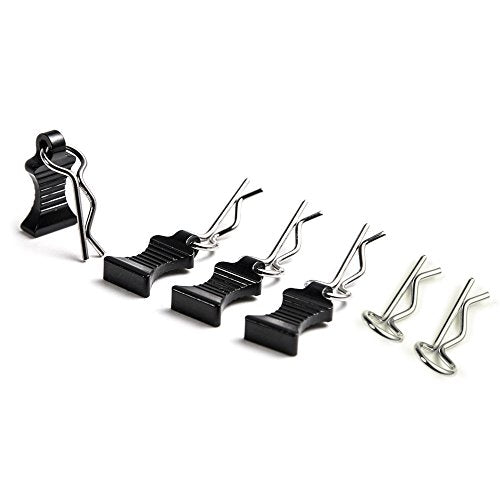 1 Set of Metal Body Clips Pins with Pull Tabs for 1/10 Axial SCX10 RC Model Crawler Car (Black)