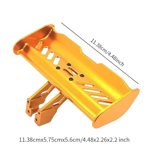 RC Tail Wing Aluminum Tail Wing Rear Spoiler Sturdy 1:14 1:12 Modification Tail Wing Bracket for 144001 124019 144016 4001R, Gold - color: Gold