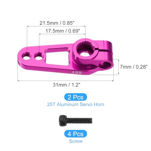MECCANIXITY Aluminum Alloy 25T Steering Servo Single Sided Pink Arm Horn for DIY RC Car/Boat/Airplane Boat Accessories 2 Pcs - color: Pink