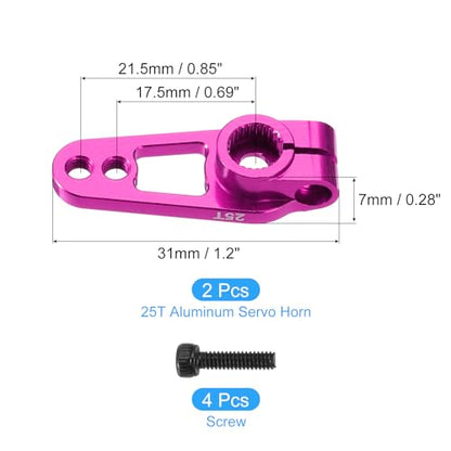 MECCANIXITY Aluminum Alloy 25T Steering Servo Single Sided Pink Arm Horn for DIY RC Car/Boat/Airplane Boat Accessories 2 Pcs - color: Pink