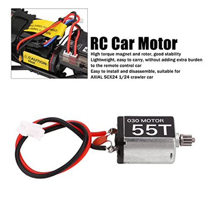 RC Car Motor, Metal Brush Motor Low Noise Lightweight 030 55T Brushed Motor with 11T Gear Compattible with SCX24 1/24