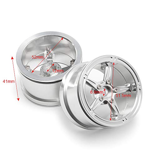 Aluminum Alloy 2.2" Beadlock Wheels/Rims for 1/10th Scale RC Crawler Car Axial Wraith-Pack of 4 (Silver)
