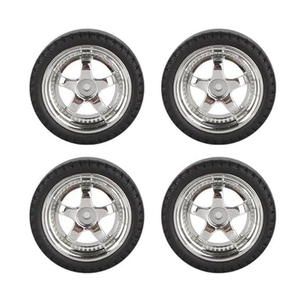 RC Car Accessories for Ldrc AE86 A86 A86P LD1801 1/18 Rc Upgrade Accessories Parts 4pcs 33mm Drift Tire Wheel Hard Tyre Modified(Silver) - color: Silver