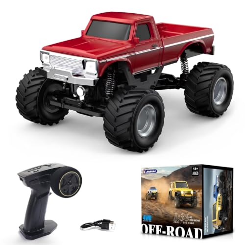 1:36 Mini RC Crawler, JABAILE 3602 4WD Off-Road RC Truck RTR for Adults Hobby Gifts Toys (Red) - color: Red