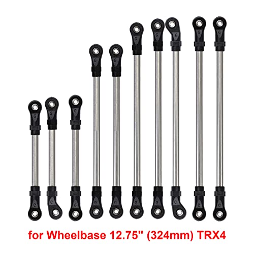 INJORA Stainless Steel Link Rod Linkage Plastic Rod End Set 324mm Wheelbase for 1/10 TRX4 RC Crawler Car - size: For 324mm TRX4