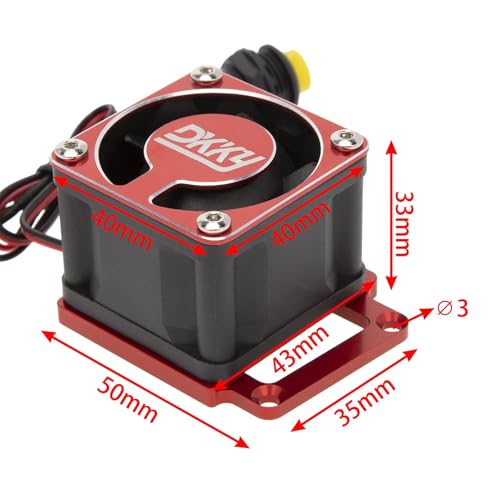 DKKY Sledge 1/8 RC Car 4028 Motor Cooling Fan Heatsink with 21000 RPM for Traxxas Sledge 1/8 Scale 4WD Monster Trcuck (Red)