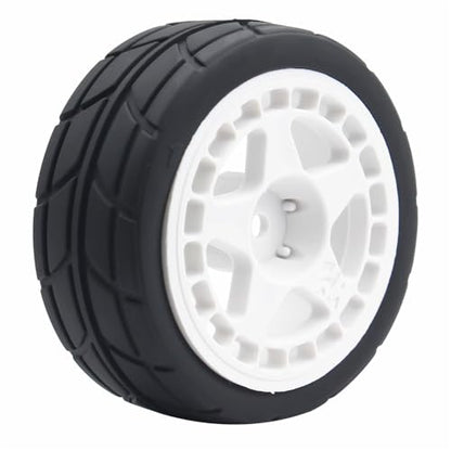 66mm 4PCS 1/10 RC On-Road tires and Hard Plastic wheels set Hex 12mm For WRC Drift Car Conversion 1/10 RC On-Road Car Traxxas Tamiya FW06 TT02 HPI HSP 94122 Kyosho%T066 (white) - color: white