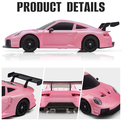 RC Drift Car, 1:24 4WD Remote Control Cars Vehicle with LED Light,2.4GHz 20KM/H High Speed RC Cars with Two Batteries & Drifting Tires Racing Sport Toy for Adults Boys Girls Kids Pink - color: Pink