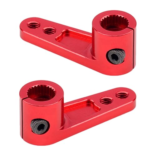 2PCS TGCWENG CNC Aluminum Alloy 25T Servo Horn 25 Teeth Steering Arm Horn Suitable with Losi Tamiya HPI HSP Redcat Axila SCX10 90046 TRX4 Etc 1/10 RC Crawler car (Red) - color: Red