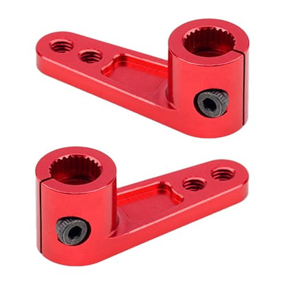 2PCS TGCWENG CNC Aluminum Alloy 25T Servo Horn 25 Teeth Steering Arm Horn Suitable with Losi Tamiya HPI HSP Redcat Axila SCX10 90046 TRX4 Etc 1/10 RC Crawler car (Red) - color: Red