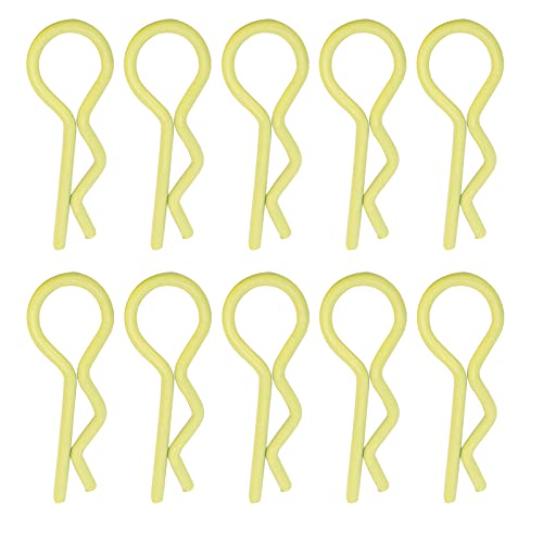 Qiilu Durable RC Body Clips for 1/5 1/6 /8 /10 RC Car - 10Pcs Metal Shell Clip Pins, Teardropshaped Pull Tabs (Yellow) - color: Yellow
