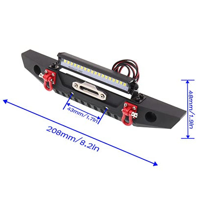 Metal Front Bumper with LED Light RC Winch Mount Seat Compatible with Traxxas TRX-4 TRX4 Axial SCX10 90046 90047 RC4WD D90 TF2 1/10 RC Crawler Car Upgrade Part