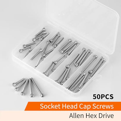 M4 x 20mm 25mm 30mm 35mm 40mm Hex Socket Head Cap Screws Bolts, 304 Stainless Steel, Metric Machine Fully Threaded, Bright Finish, Allen Hex Drive, Assortment Kit 50PCS - size: M4 x 20/25/30/35/40mm (50PCS)