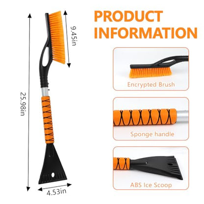 Snow Brush & Ice Scraper, 2 in 1 Car Ice Scrapers for Windshield Window, Detachable Ice Snow Removal Tool with Ergonomic Foam Grip for Car Truck SUV, Winter Car Accessories
