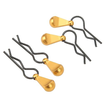 Generic 50 Pcs Universal RC Body Clips R Pins 1/8 1/10 Scale RC Car Clips Stainless Steel with Aluminum Alloy Pull Tabs for Cars Off Road Buggy Truck Parts (Gold) - color: Gold