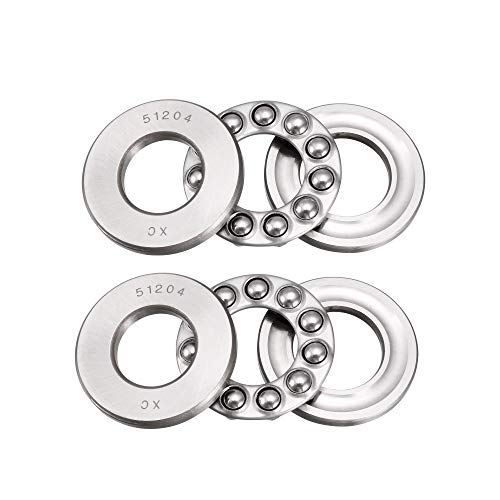 uxcell 51204 Miniature Thrust Ball Bearing 20mm x 40mm x 14mm Chrome Steel with Washer 2pcs - size: 20mmx40mmx14mm