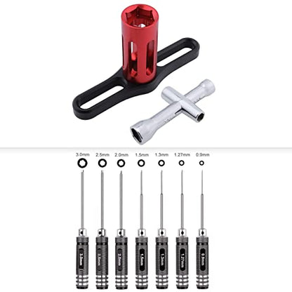 HobbyPark RC Allen Driver Set & 17mm Wheel Wrench, M2 M3 M4 Hex Nuts Driver for RC Car Tools