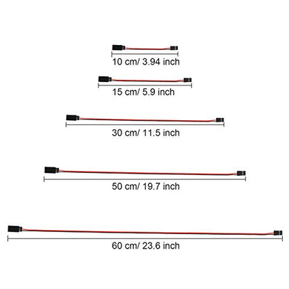 Tecunite 20 Pieces 3-pin Servo Extension Cable Wire Cord Female to Male RC Servo Extension Cord Wire Connectors for Connection Control Board Remote Control Parts, 5 Sizes(5 Sizes)
