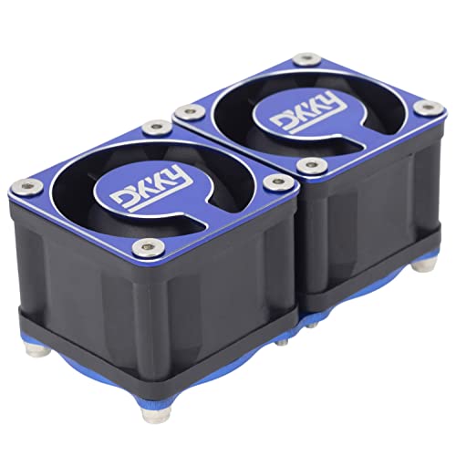 DKKY RC Motor Cooling Fan Heatsink 2Pcs DIY Kit for TRX4 ARRMA Axial 1/10 1/8 1/5 RC Model Car Upgrade Parts (Blue) - style: Blue