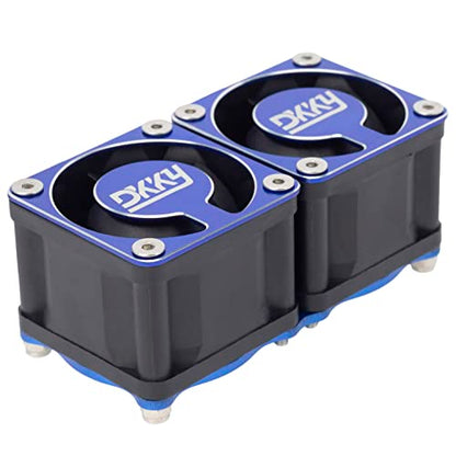 DKKY RC Motor Cooling Fan Heatsink 2Pcs DIY Kit for TRX4 ARRMA Axial 1/10 1/8 1/5 RC Model Car Upgrade Parts (Blue) - style: Blue