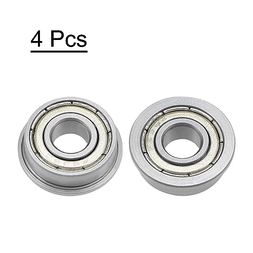 uxcell F696ZZ Flanged Ball Bearing 6x15x5mm Double Shielded Chrome Steel Flange Bearings, 4pcs - size: 6x15x5mm