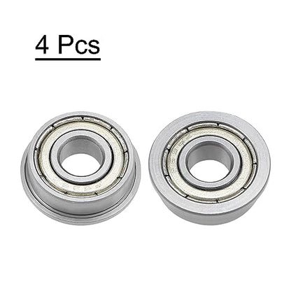 uxcell F696ZZ Flanged Ball Bearing 6x15x5mm Double Shielded Chrome Steel Flange Bearings, 4pcs - size: 6x15x5mm