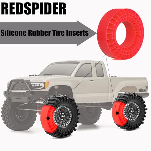 REDSPIDER 1.9 Crawler Tires （4pcs）， Soft Rubber Mud 1.9 Tires OD 118 * 45MM For RC Crawler Car Traxxas TRX4 Axial SCX10 SCX10 II RC4WD D90 D110 TF2 Tamiya CC01 Gen8 (Red silicone insert) - color: Red silicone insert