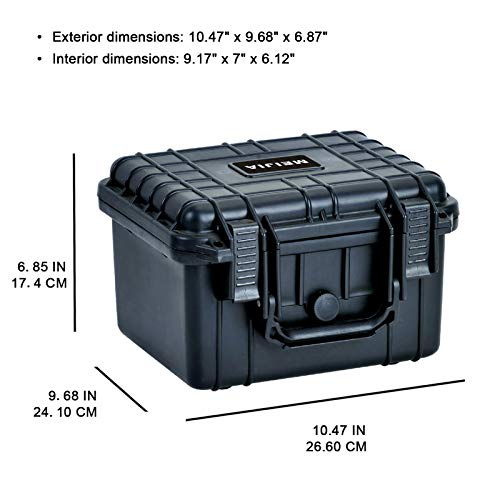MEIJIA Portable All Weather Waterproof Camera Case With Foam,Fit Use of Drones,Camera,Equipments,Elegant Black,10.62 x9.68x6.87inches - color: Black, size: 10.62 x 9.68 x 6.87 inches